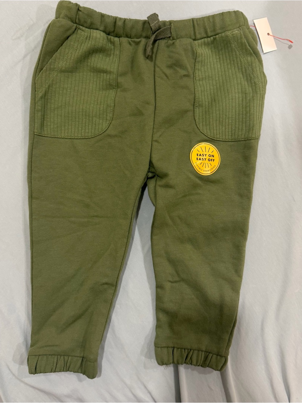 Cat & Jack Olive Green Jogger Pants with Yellow Patch